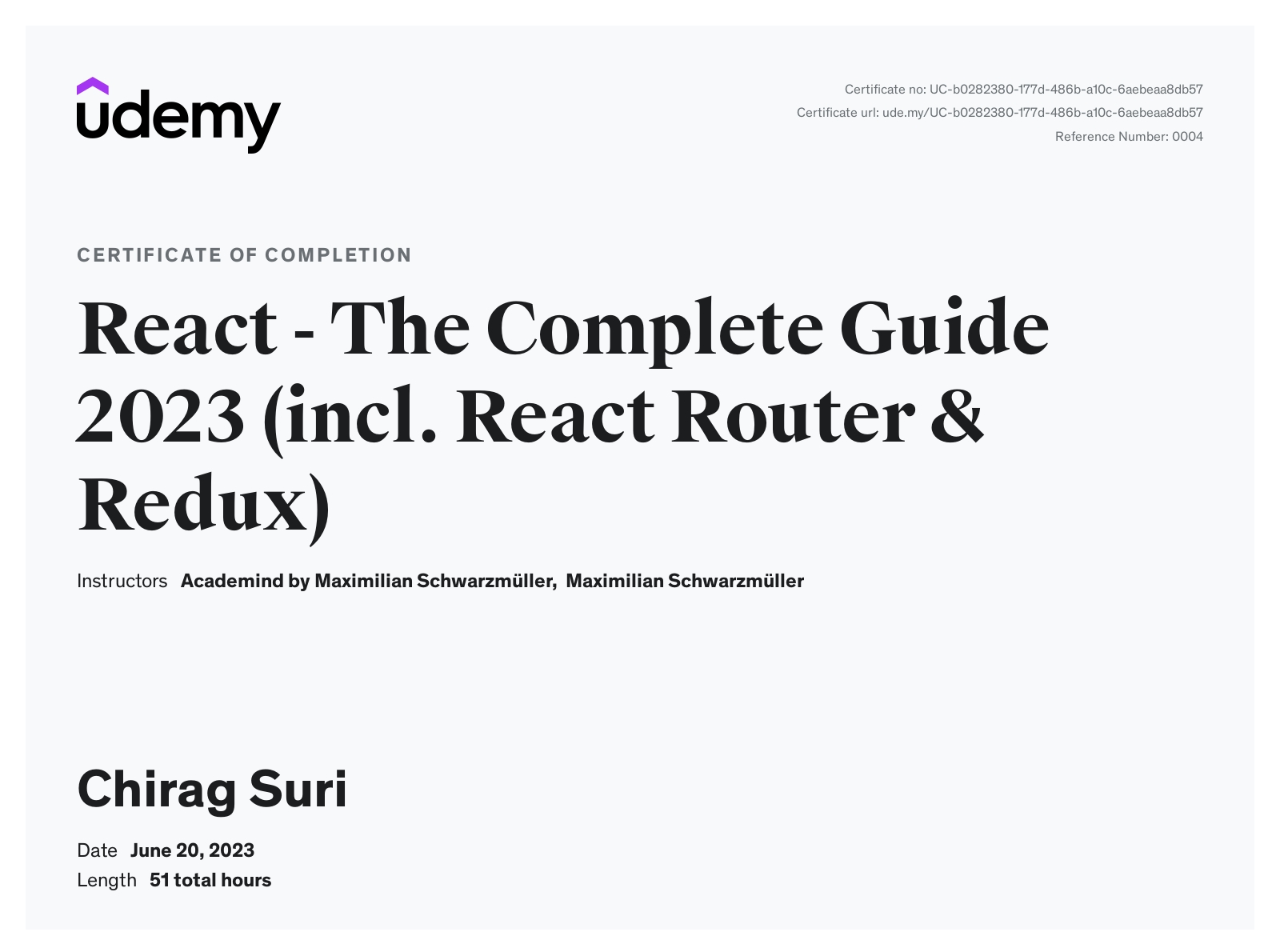 React Developer Certificate