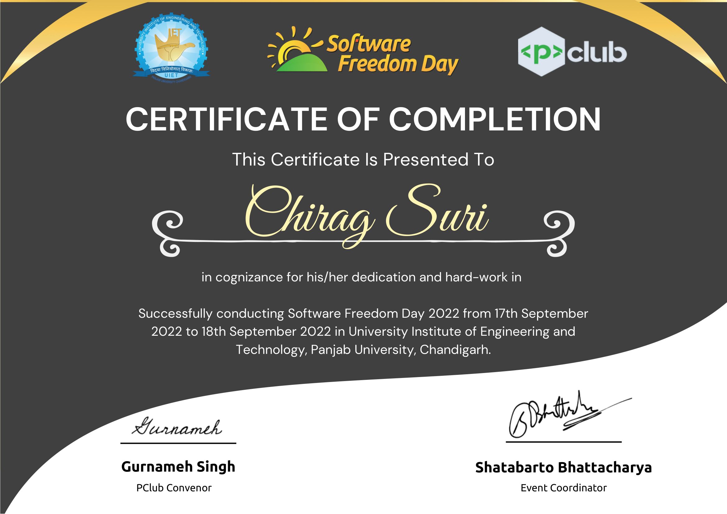 Software Freedom Day Certificate