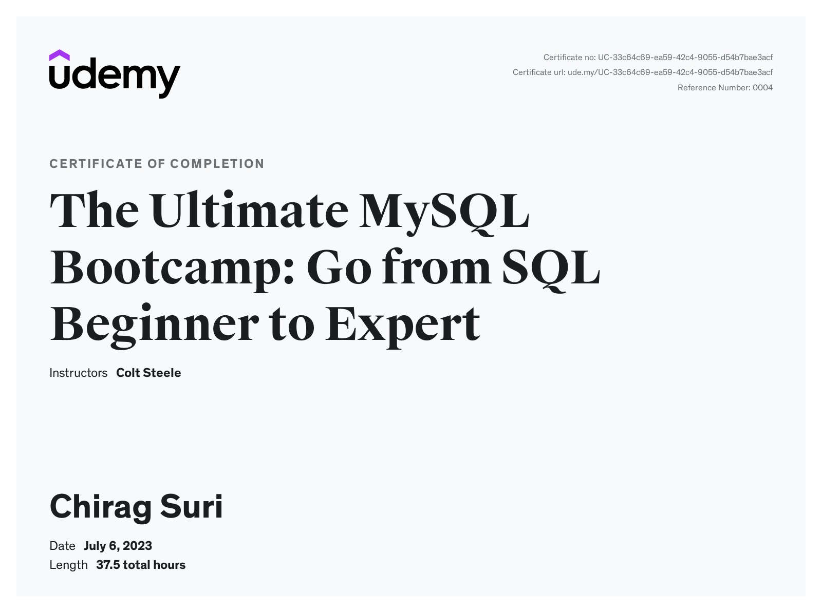SQL Certificate